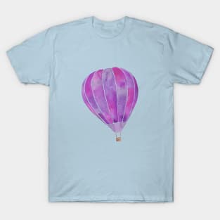 Watercolor Hot Air Balloon - pink and purple T-Shirt